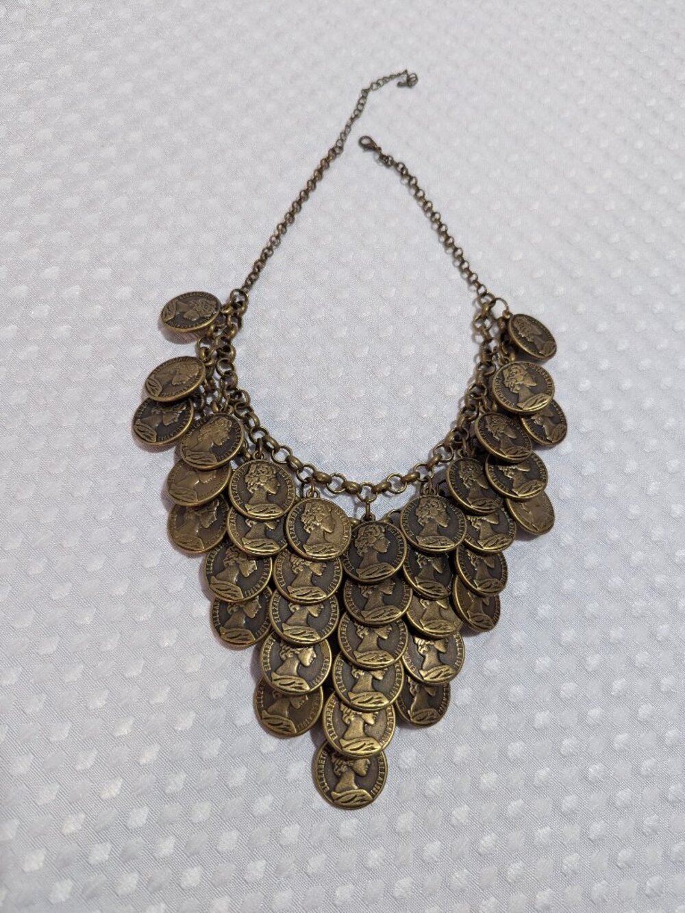 Cascade of Coins Bib Necklace half of Dollar USA